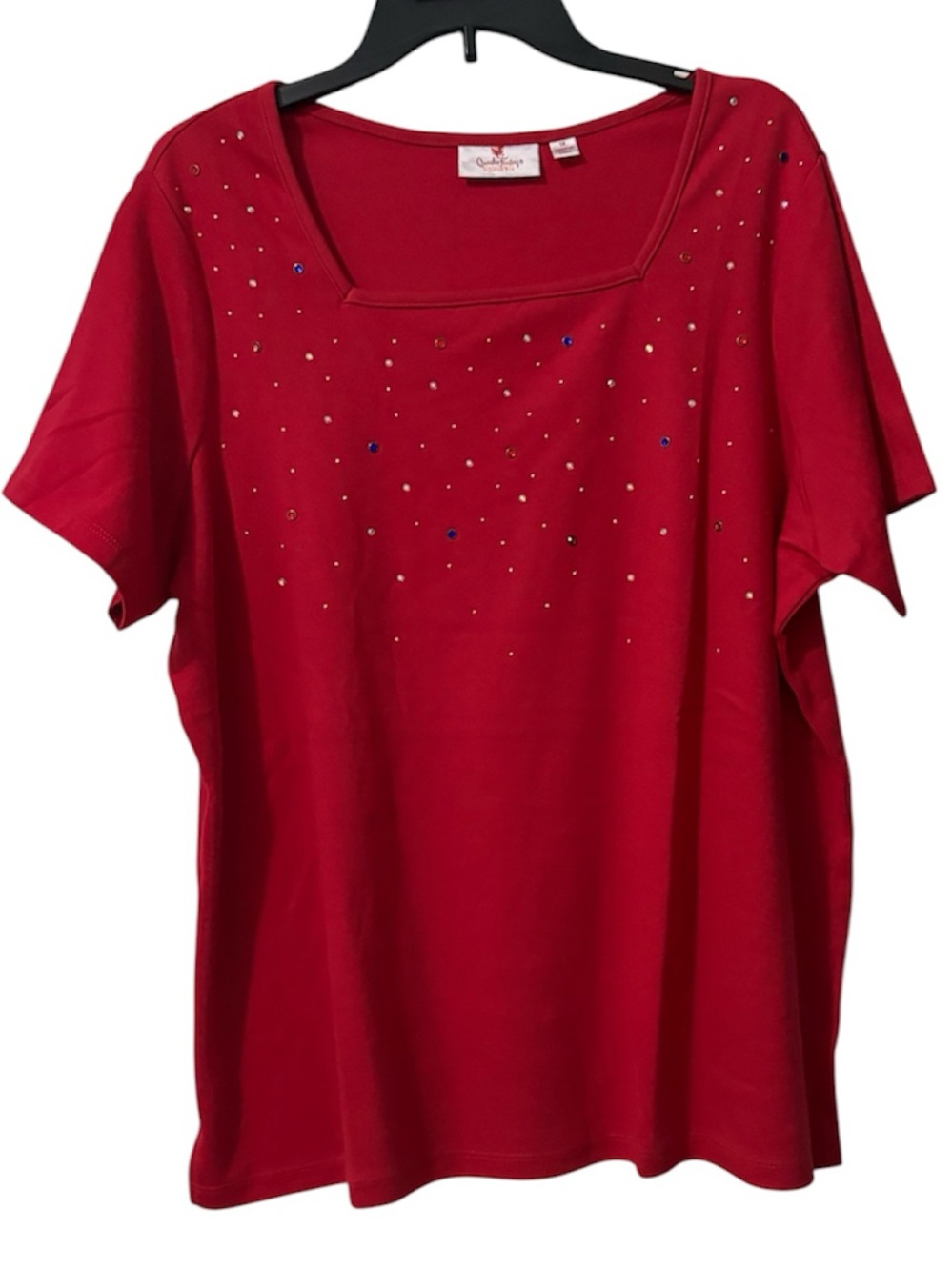 Quacker Factory NIP Square-Neck Top with Rhinestones